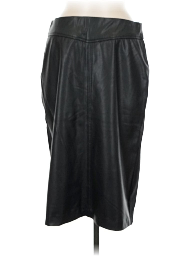 Pre-owned Anne Klein Faux Leather Skirt In Black