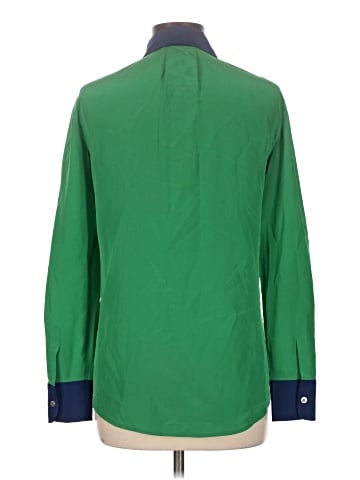 Pink Tartan Long Sleeve Silk Top (view 2)
