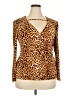 Bold Elements Animal Print Brown Long Sleeve Blouse Size XXL - photo 1