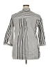 Unbranded 100% Cotton Stripes Silver 3/4 Sleeve Button-Down Shirt Size 2X - photo 2