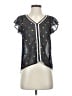 Maison Jules 100% Polyester Graphic Black Short Sleeve Blouse Size XS - photo 1