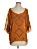 Piko 100% Polyester Orange 3/4 Sleeve Blouse Size S - photo 1
