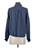 Wrap Checkered-gingham Blue Long Sleeve Blouse Size 2 - photo 2