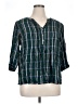Croft & Barrow 100% Rayon Green 3/4 Sleeve Button-Down Shirt Size 1X - photo 1