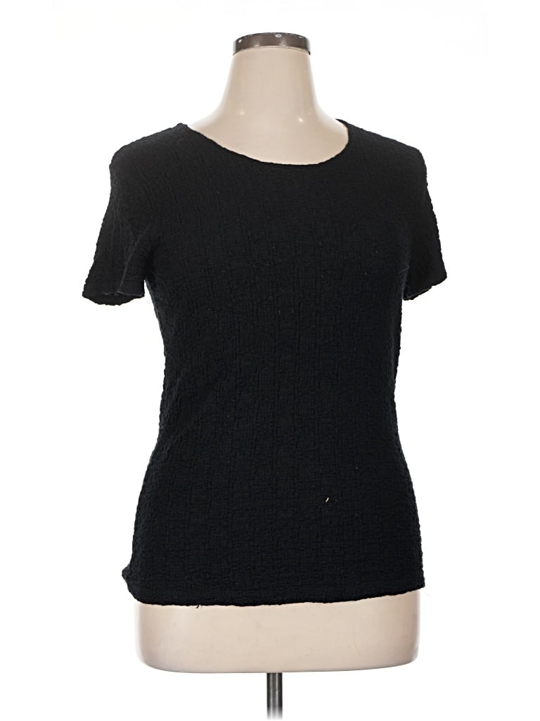 Pre-owned Croft & Barrow Short Sleeve Top Black Crew Neck Tops