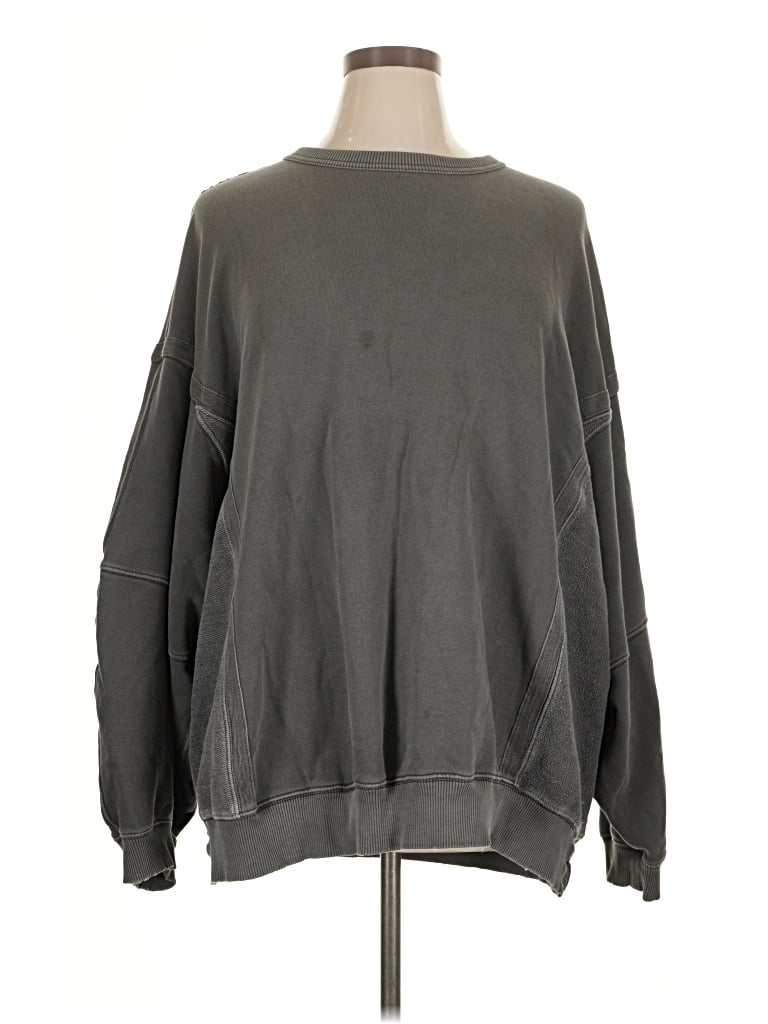 Pre-owned Aerie Long Sleeve Top Gray Crew Neck Tops