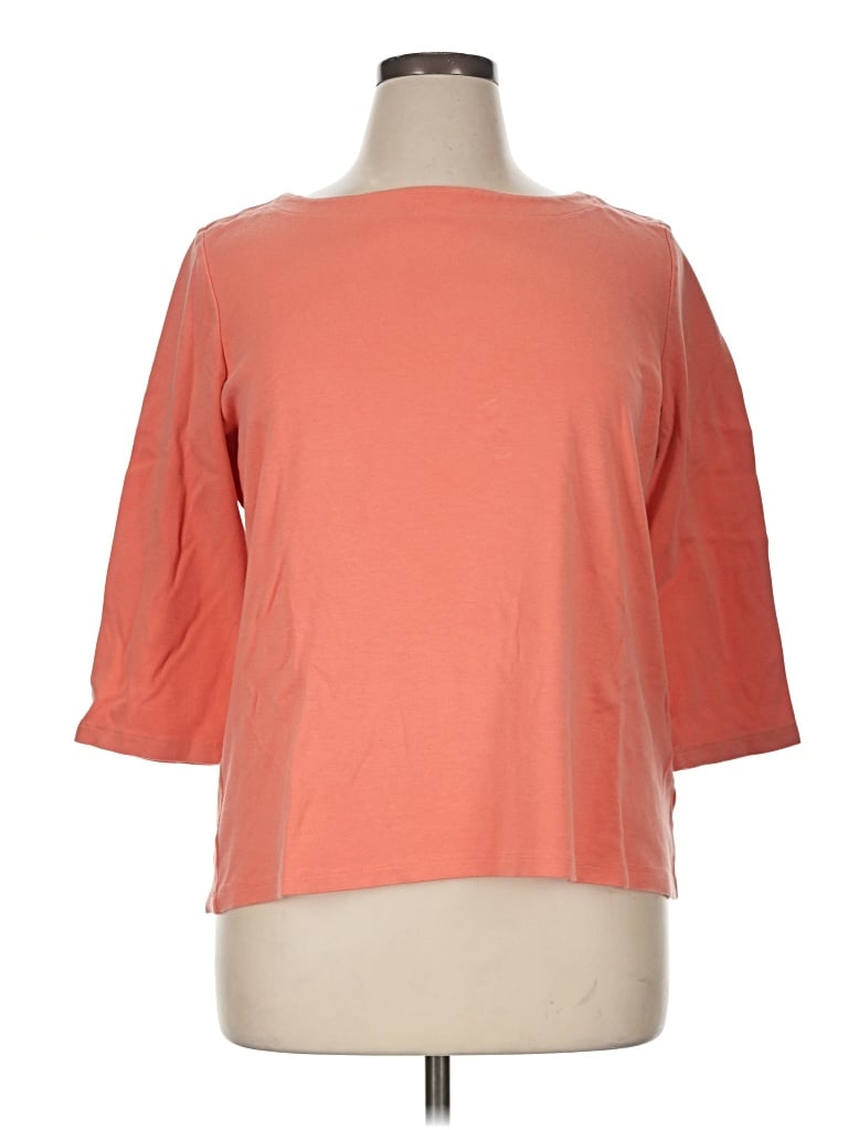 Pre-owned Coldwater Creek 3/4 Sleeve T-shirt In Orange