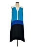 Ann Taylor 100% Polyester Color Block Blue Casual Dress Size L - photo 1