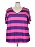 Unbranded 100% Polyester Stripes Purple Short Sleeve Top Size 6XL - photo 1