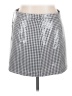 WAYF 100% Recycled Polyester Houndstooth Silver Casual Skirt Size XL - photo 1