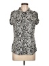 BCBGMAXAZRIA Paisley Silver Short Sleeve Blouse Size L - photo 1