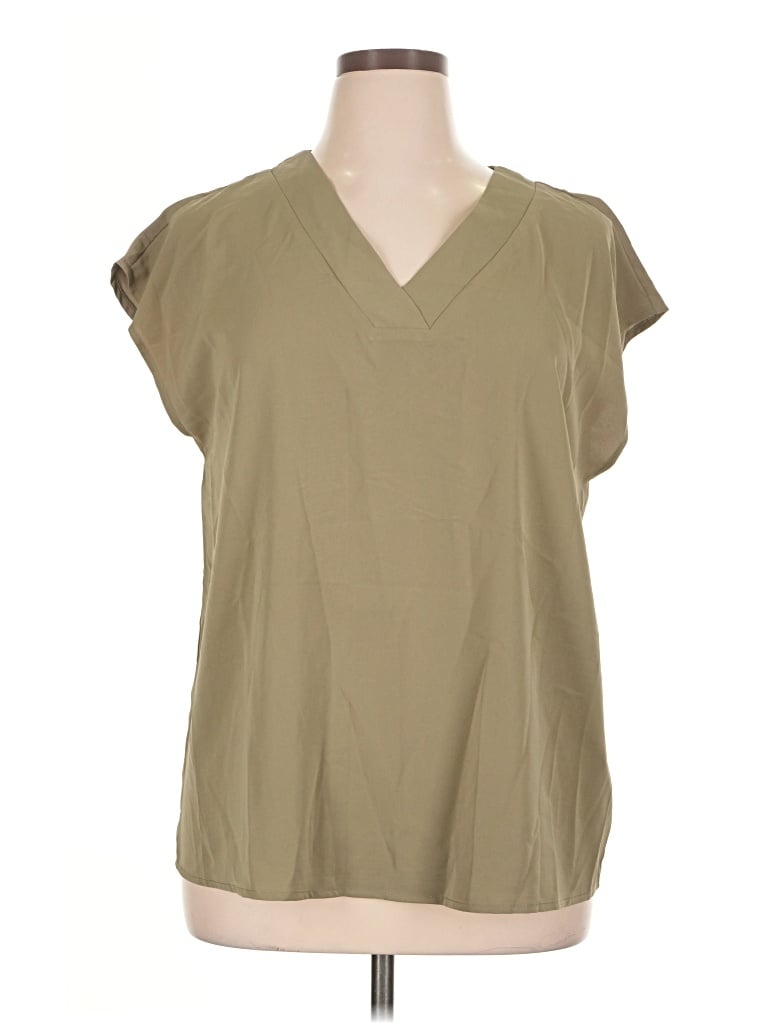 Pre-owned Unbranded Short Sleeve Blouse In Tan