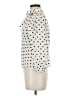 DKNY 100% Silk Polka Dots Ivory 3/4 Sleeve Silk Top Size 8 - photo 5