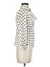 DKNY 100% Silk Polka Dots Ivory 3/4 Sleeve Silk Top Size 8 - photo 4