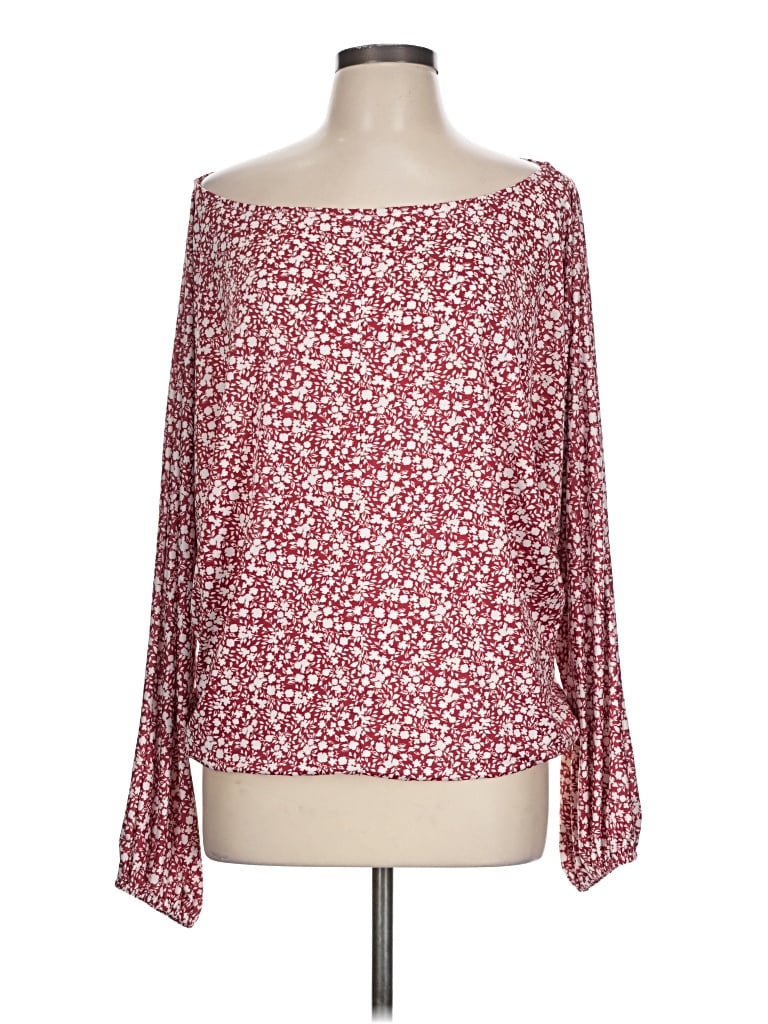 Pre-owned Daytrip Long Sleeve Blouse In Burgundy
