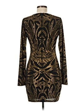bebe black and gold dress Bebe Women's Foiled Bandage Plunge Neck Midi Dress