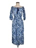 Wrapper 100% Viscose Paisley Blue Casual Dress Size 6 (estimated) - photo 1