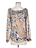 Pants Store 100% Polyester Paisley Blue Long Sleeve Blouse Size S - photo 1