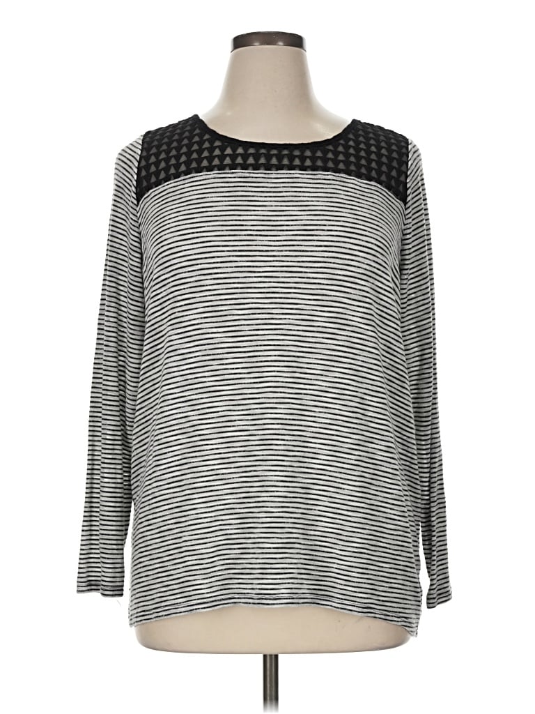 Pre-owned Lane Bryant 3/4 Sleeve T-shirt In Gray