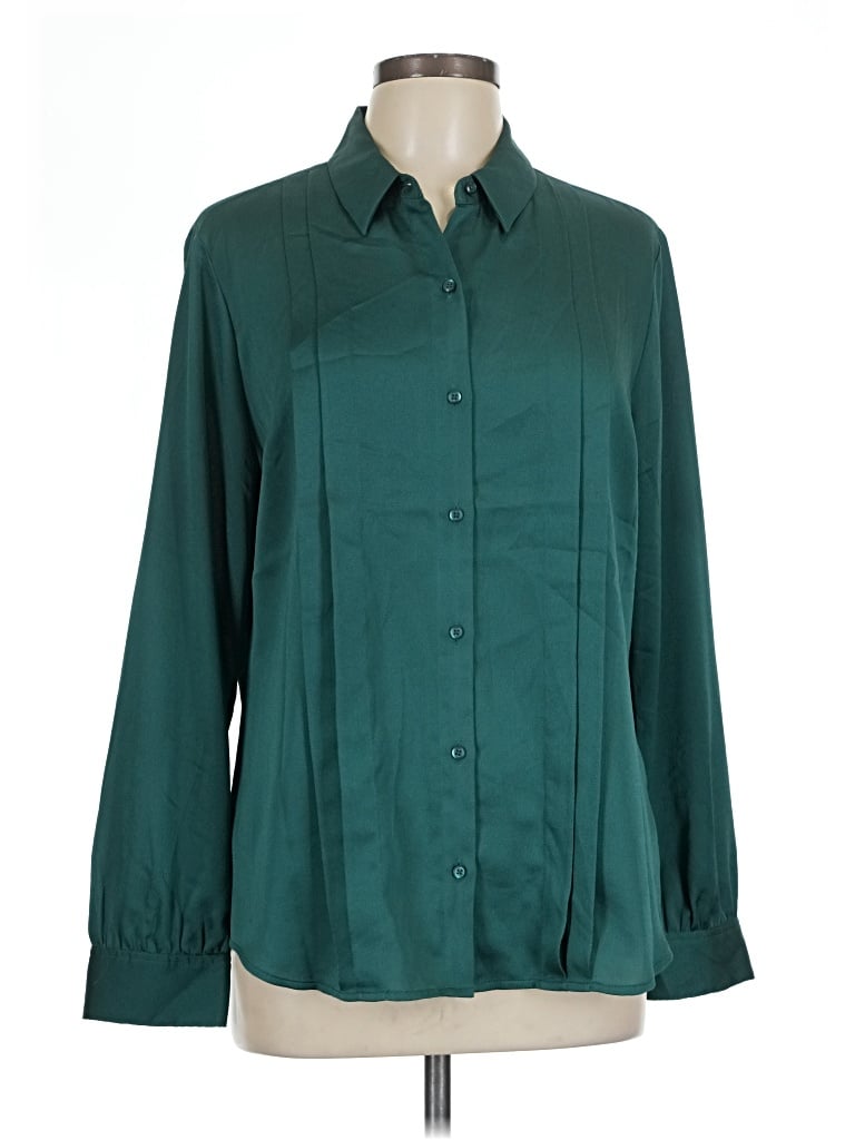 Pre-owned Express Long Sleeve Blouse In Teal