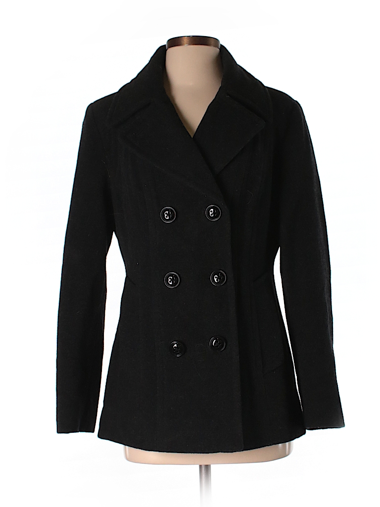 Jason Kole Solid Black Wool Coat Size S - 79% off | thredUP