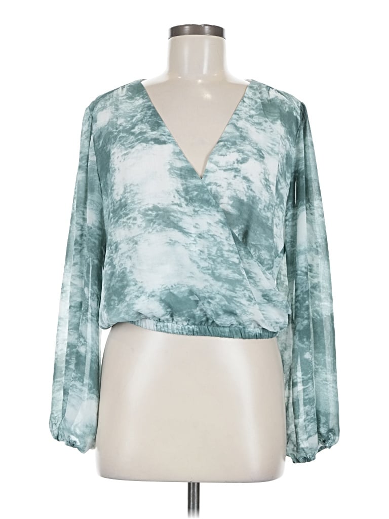 Pre-owned Astr Long Sleeve Blouse In Teal