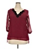 Assorted Brands Burgundy 3/4 Sleeve Blouse Size 2X - photo 1