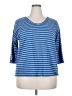 Talbots 100% Cotton Stripes Blue 3/4 Sleeve T-Shirt Size 2X - photo 1