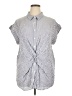 Hayden 100% Cotton Stripes Blue Sleeveless Button-Down Shirt Size 1X - photo 1