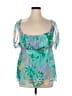 M.S.S.P. 100% Silk Green Teal Sleeveless Silk Top Size 1X - photo 1