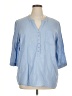 Assorted Brands Blue 3/4 Sleeve Button-Down Shirt Size XL (estimated) - photo 1