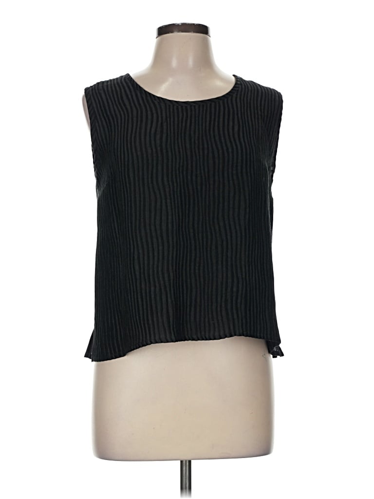 Pre-owned Caroline Rose Sleeveless Silk Top Black Scoop Neck Tops