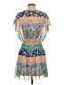 Timing 100% Polyester Paisley Blue Casual Dress Size S - photo 2