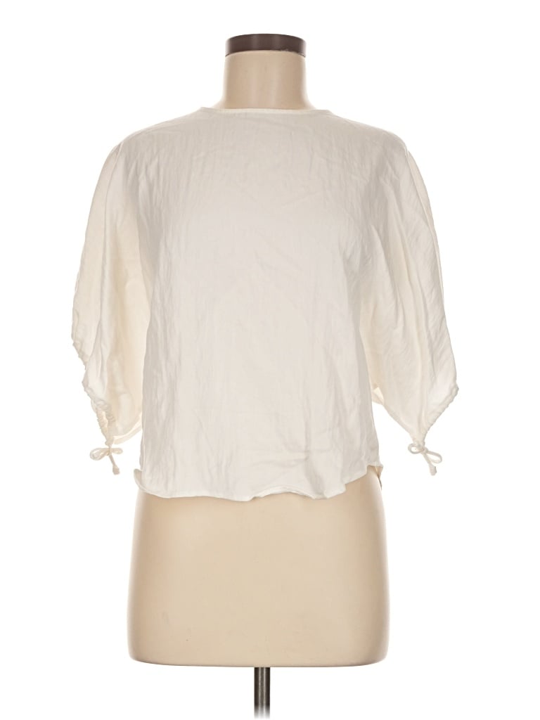 Pre-owned Zara 3/4 Sleeve Blouse In Ivory