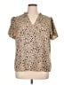 Shein Curve Animal Print Tan Short Sleeve Blouse Size 1X - photo 1