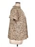 Shein Curve Animal Print Tan Short Sleeve Blouse Size 1X - photo 4