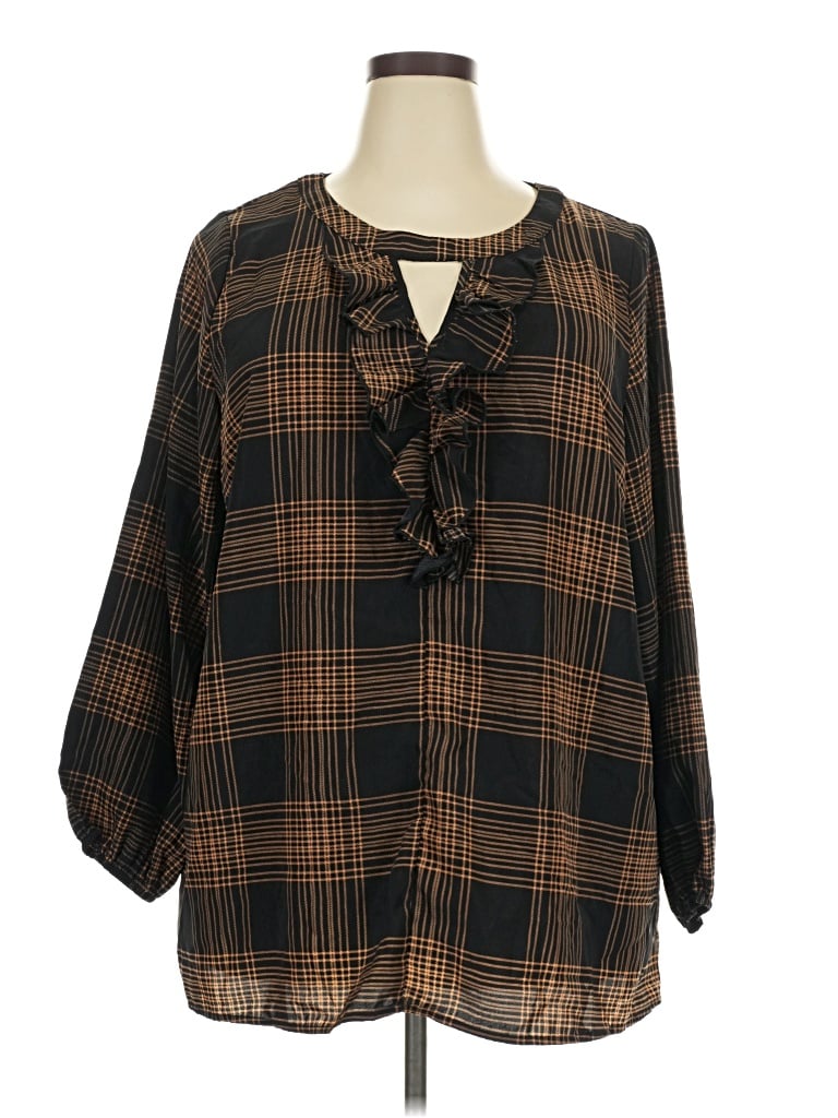 Pre-owned Bloomchic 3/4 Sleeve Blouse In Brown