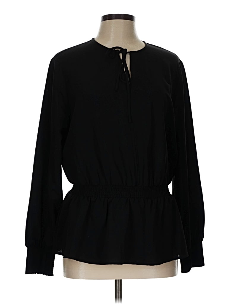 Pre-owned Alfani Long Sleeve Polo Shirt In Black