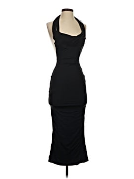 oh polly black and white dress Long-Sleeve Lace-Panel Draped Bodycon Mini Dress in Black - 10 / Regular