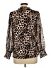 Perseption Concept Animal Print Brown Long Sleeve Blouse Size L - photo 2