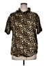 Zara Animal Print Gold Short Sleeve Blouse Size XL - photo 1