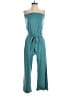 Zesica Solid Teal Jumpsuit Size S - photo 1