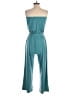 Zesica Solid Teal Jumpsuit Size S - photo 2