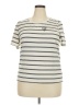 Assorted Brands Stripes Ivory Short Sleeve T-Shirt Size 2X - photo 1