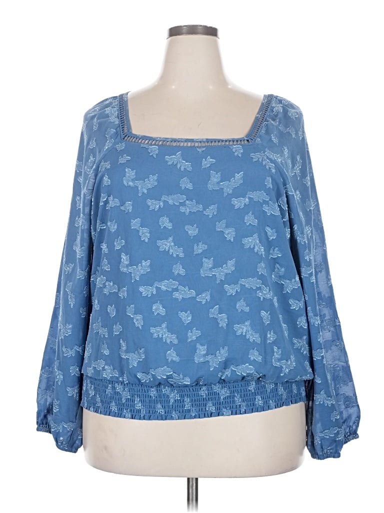 Pre-owned Maurices Long Sleeve Blouse In Blue