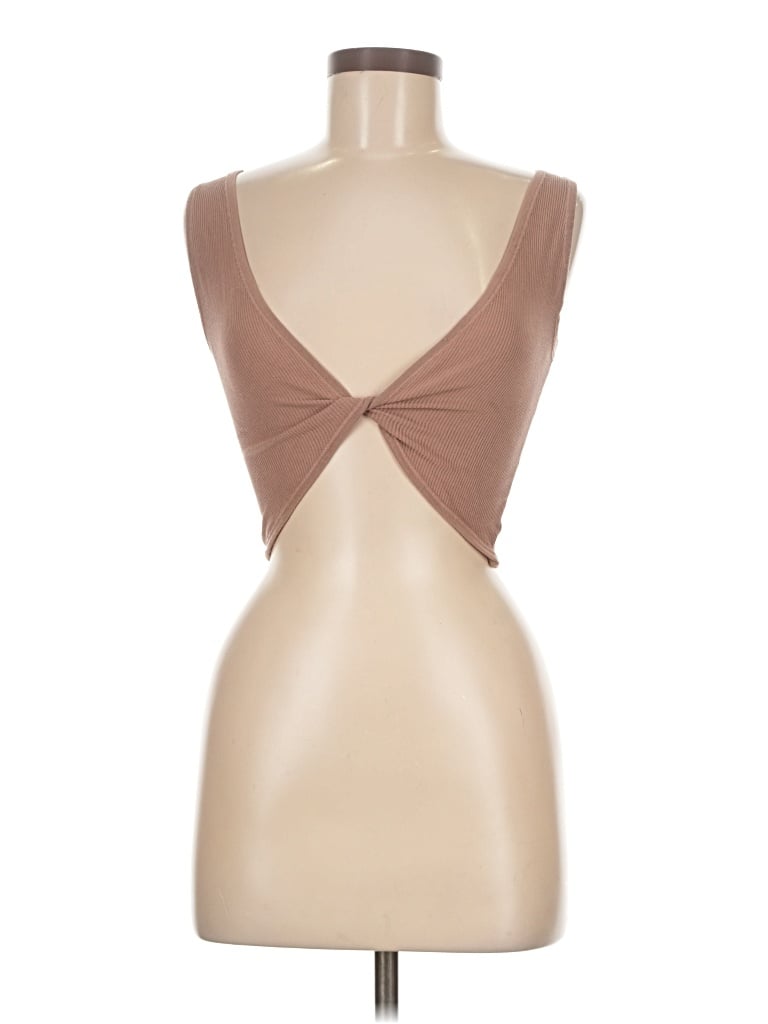 Pre-owned Out From Under Tank Top Brown Plunge Neckline Tops