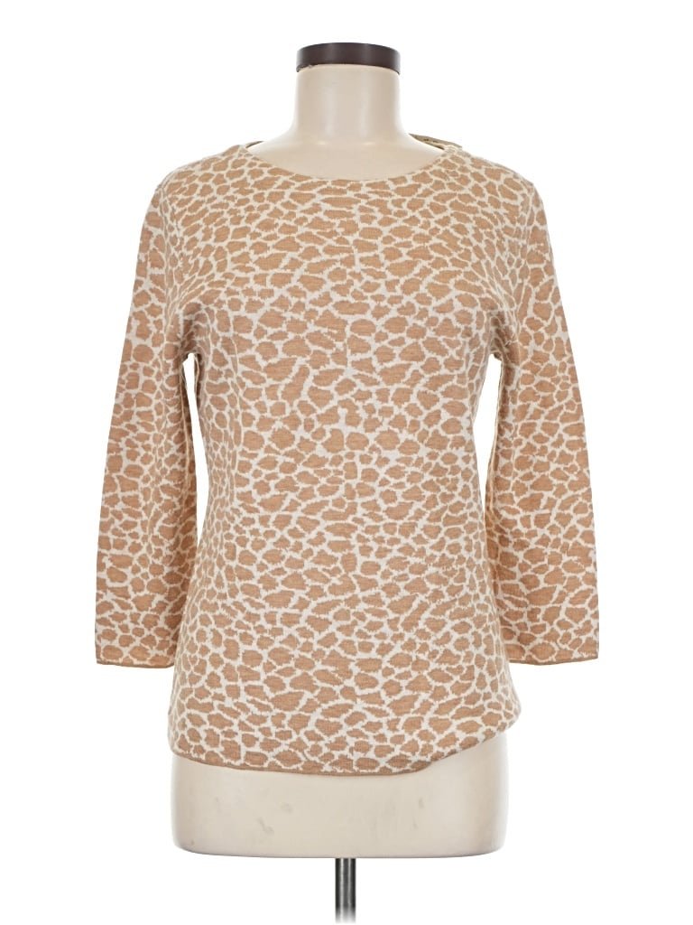 Talbots 3/4 Sleeve Top Tan Boatneck Tops In Neutral