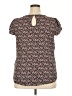 papermoon designed exclusively for Stitch Fix 100% Polyester Floral Blue Brown Short Sleeve Blouse Size XXL - photo 2