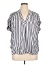 Workshop Republic Clothing 100% Rayon Stripes Silver Short Sleeve Blouse Size 1X - photo 1