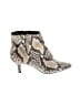 Bamboo Animal Print Ivory Black Ankle Boots Size 8 - photo 1